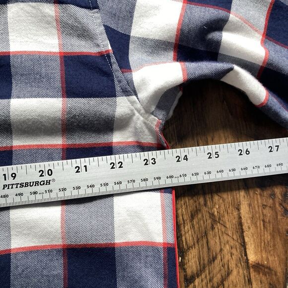 Lunya Pajama Top Buffalo Check Cotton Modal Brushed Flannel Shawl Collar Medium - Picture 13 of 14